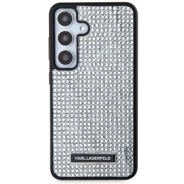 Karl Lagerfeld Rhinestone metalo logotipo dėklas Samsung Galaxy S24 - sidabrinis