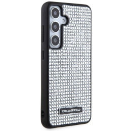 Karl Lagerfeld Rhinestone metalo logotipo dėklas Samsung Galaxy S24 - sidabrinis