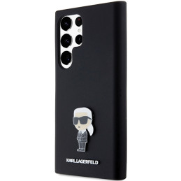 Karl Lagerfeld Silicone Ikonik Metal Pin dėklas Samsung Galaxy S23 Ultra - juodas