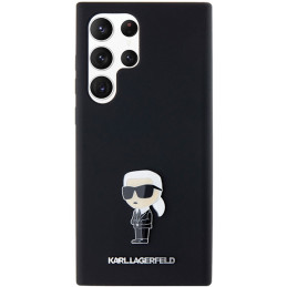 Karl Lagerfeld Silicone Ikonik Metal Pin dėklas Samsung Galaxy S23 Ultra - juodas