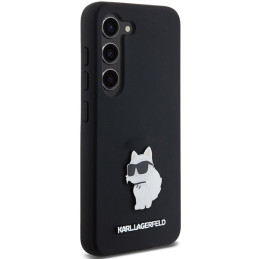 Karl Lagerfeld Silicone Choupette Metal Pin dėklas Samsung Galaxy S23 - juodas