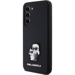Karl Lagerfeld Silicone Karl&Choupette Metal Pin dėklas Samsung Galaxy S23 - juodas