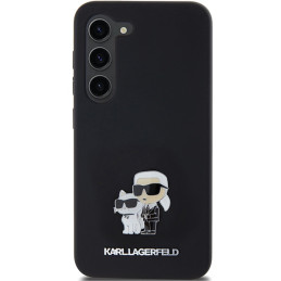 Karl Lagerfeld Silicone Karl&Choupette Metal Pin dėklas Samsung Galaxy S23 - juodas