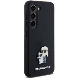 Karl Lagerfeld Silicone Karl&Choupette Metal Pin dėklas Samsung Galaxy S23 - juodas