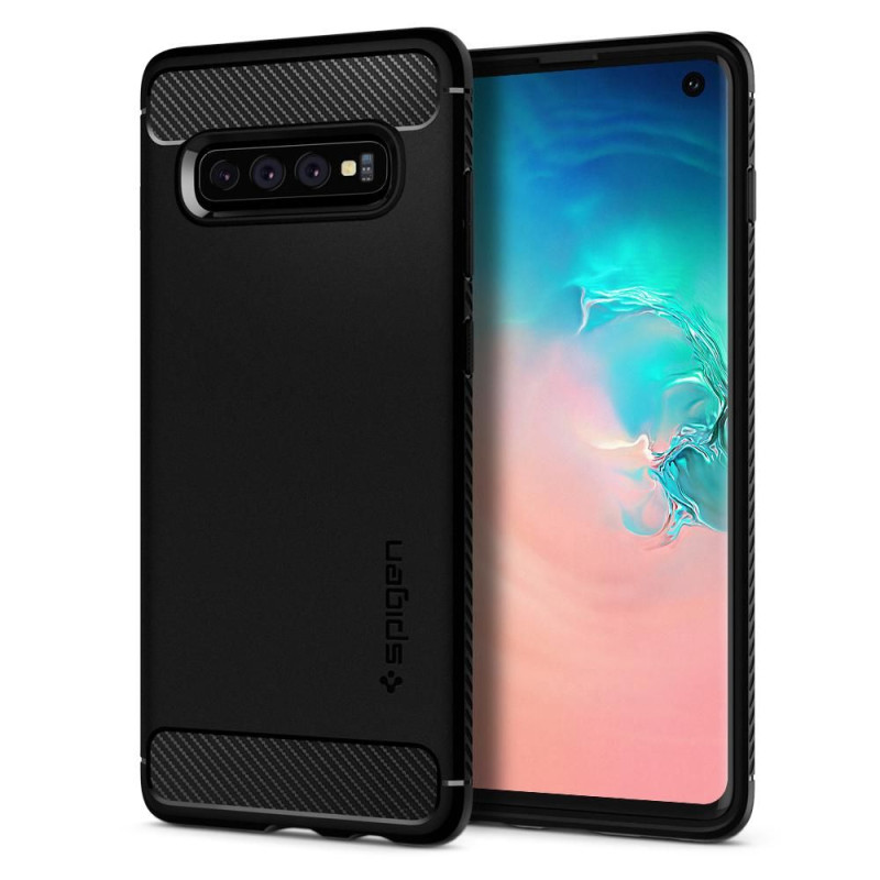 Spigen Rugged Armor dėklas, skirtas Samsung Galaxy S10 - matinė juoda