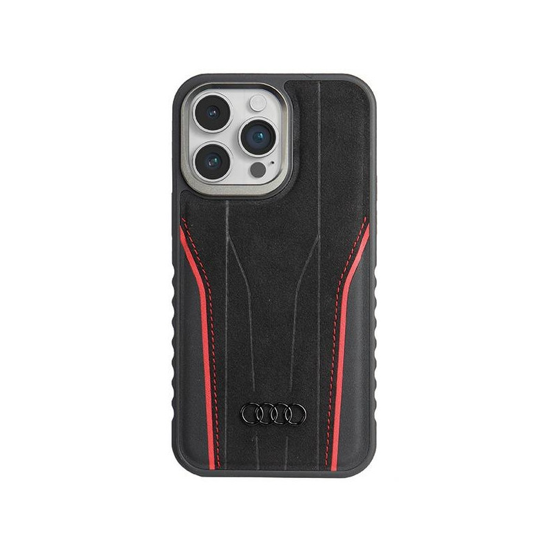 Audi tikros odos dėklas su MagSafe, skirtas iPhone 14 Pro Max - juodos ir raudonos spalvos