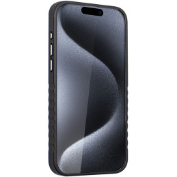 Audi tikros odos dėklas su MagSafe iPhone 15 Pro - juodos ir raudonos spalvos