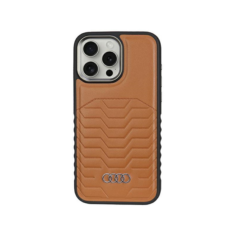 Audi sintetinės odos dėklas su MagSafe iPhone 14 Pro - rudas