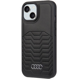 Audi sintetinis odinis dėklas su MagSafe, skirtas iPhone 15/ 14/ 13 – juodas