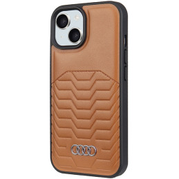 Audi sintetinės odos dėklas su MagSafe, skirtas iPhone 15 Plus / 14 Plus - rudas