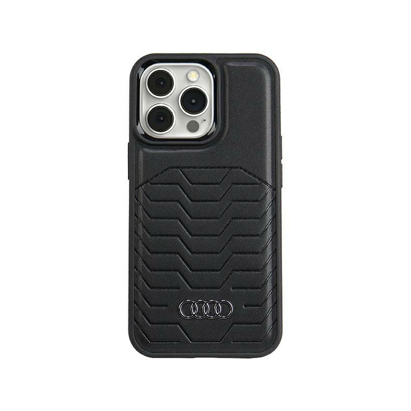 Audi sintetinės odos dėklas su MagSafe iPhone 15 Pro - juodas