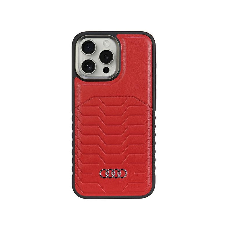Audi sintetinės odos dėklas su MagSafe iPhone 15 Pro - raudonas