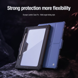 Nillkin Bumper Leather Case Pro dėklas, skirtas Samsung Galaxy Tab S9 FE+ - juodas