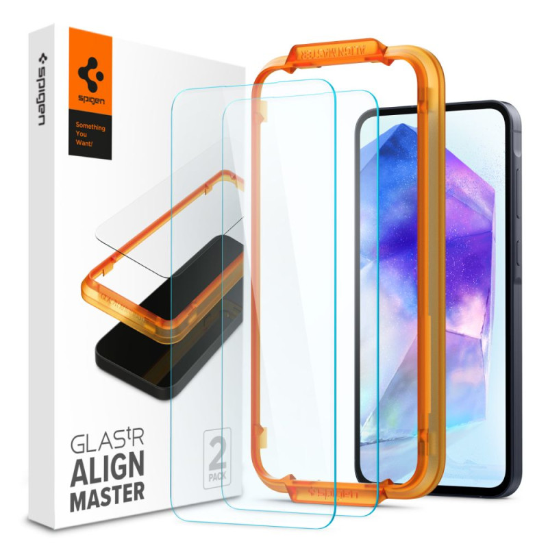 „Spigen Glass tR AlignMaster 2 Pack“ – „Samsung Galaxy A55“.