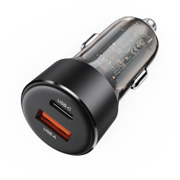 Acefast B12 automobilinis pakrovėjas 60W USB-A / USB-C - juodas