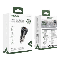 Acefast B12 automobilinis pakrovėjas 60W USB-A / USB-C - juodas