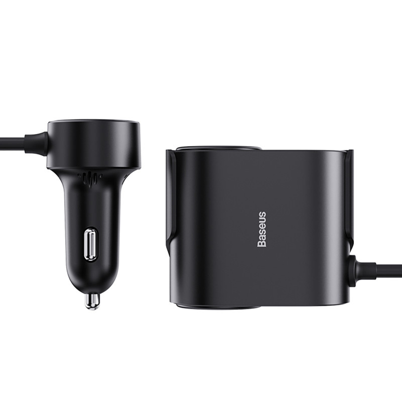 „Baseus High Efficiency Pro 2x“ cigarečių žiebtuvėlio adapteris su USB-A USB-C 30 W įkrovikliu – juodas