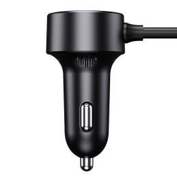 „Baseus High Efficiency Pro 2x“ cigarečių žiebtuvėlio adapteris su USB-A USB-C 30 W įkrovikliu – juodas