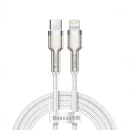 „Baseus Cafule“ serijos metaliniai duomenys USB-C / „Lightning“ 20 W PD laidas, 1 m – baltas