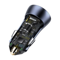 Baseus Golden Contactor Pro 2x USB-A 40W automobilinis įkroviklis QC SCP FCP AFC - pilka