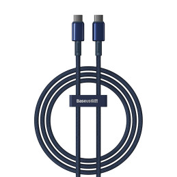 Baseus Tungsten Gold USB-C / USB-C laidas 100W 1m - tamsiai mėlynas
