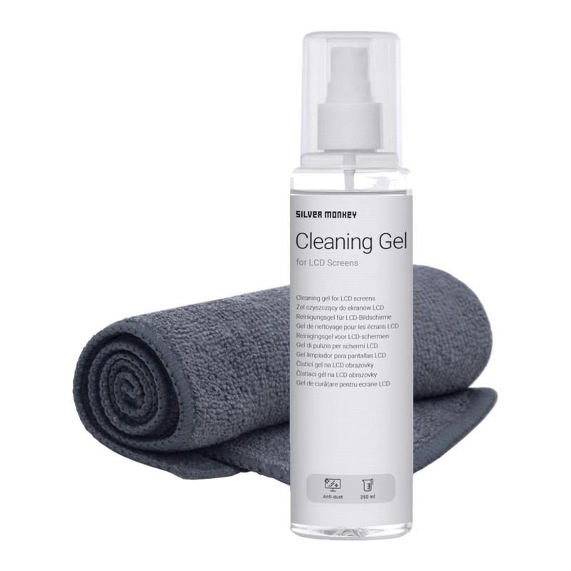 Silver Monkey LCD valymo gelio rinkinys: 250 ml LCD skydelio gelis ir mikropluošto šluostė