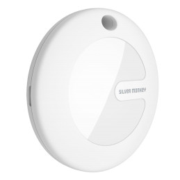 Silver Monkey Tag ieškiklis, suderinamas su Apple FindMy – baltas