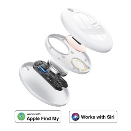 Silver Monkey Tag ieškiklis, suderinamas su Apple FindMy – baltas