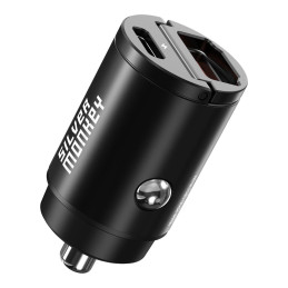 Silver Monkey PDQC-CPCT30-SM 30W automobilinis įkroviklis 1x USB-C PD 1xUSB-A QC - juodas