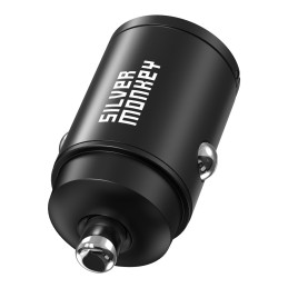 Silver Monkey PDQC-CPCT30-SM 30W automobilinis įkroviklis 1x USB-C PD 1xUSB-A QC - juodas