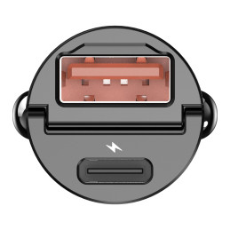 Silver Monkey PDQC-CPCT30-SM 30W automobilinis įkroviklis 1x USB-C PD 1xUSB-A QC - juodas