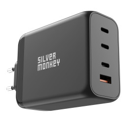 Silver Monkey SMA153 200W GaN įkroviklis 3xUSB-C PD USB-A QC 3.0 – juodas