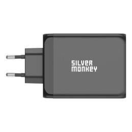 Silver Monkey SMA153 200W GaN įkroviklis 3xUSB-C PD USB-A QC 3.0 – juodas