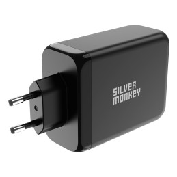 Silver Monkey SMA153 200W GaN įkroviklis 3xUSB-C PD USB-A QC 3.0 – juodas