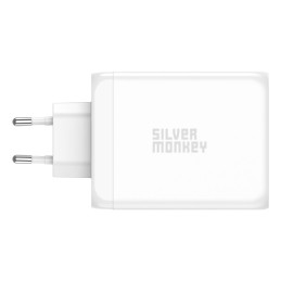 Silver Monkey SMA154 200W GaN įkroviklis 3xUSB-C PD USB-A QC 3.0 – baltas