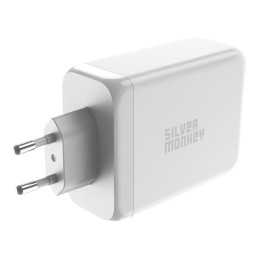 Silver Monkey SMA154 200W GaN įkroviklis 3xUSB-C PD USB-A QC 3.0 – baltas