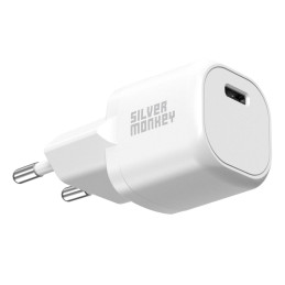 Silver Monkey Mini USB-C 20W PD sieninis įkroviklis - baltas