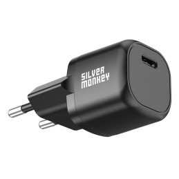 Silver Monkey Mini USB-C 20W PD sieninis įkroviklis - juodas