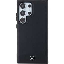 Mercedes Leather Textured & Plain MagSafe dėklas, skirtas Samsung Galaxy S24 Ultra - juodas