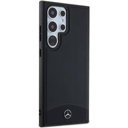Mercedes Leather Textured & Plain MagSafe dėklas, skirtas Samsung Galaxy S24 Ultra - juodas
