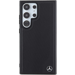 Mercedes Leather Debossed Line MagSafe dėklas Samsung Galaxy S24 Ultra - juodas