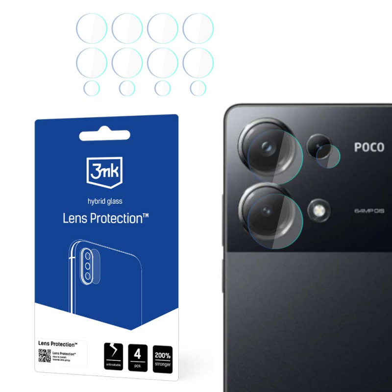 3mk Lens Protection™ hibridinis fotoaparato stiklas, skirtas Xiaomi Poco M6 Pro 4G