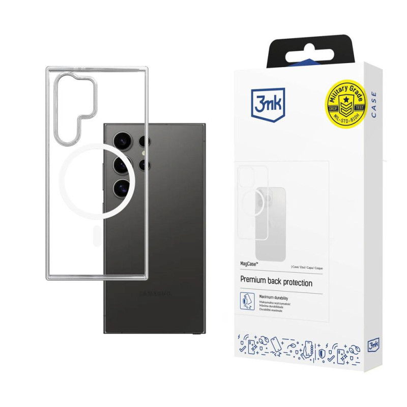 3mk MagCase dėklas su magnetiniu moduliu Samsung Galaxy S23 Ultra - skaidrus