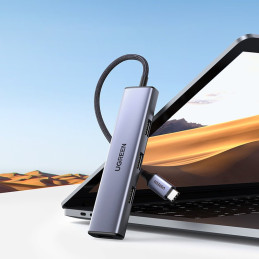 Ugreen USB Type C HUB skirstytuvas – 4x USB 3.2 Gen 1 sidabrinis (CM473 20841)