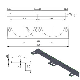 Sieninis laikiklis 2 dujų balionams, maks 250 mm PRO-LINE cilindrai