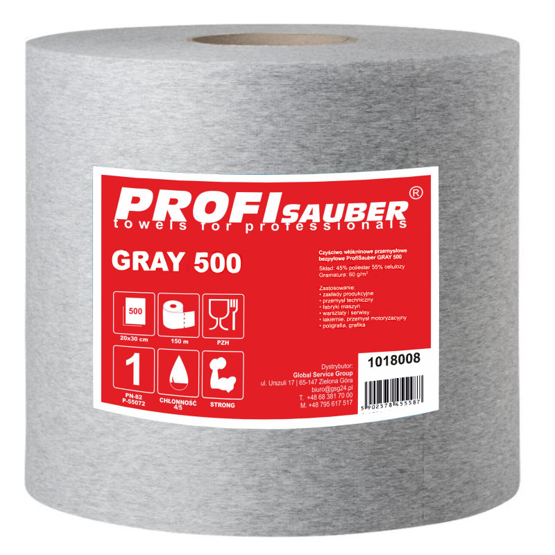Pilka neaustinė pramoninė valymo šluostė ProfiSauber GREY 500
