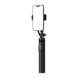Selfie Stick WC1Y2S teleskopinis trikojis 1,3 m aliuminio lydinio su telefono laikikliu – juodas