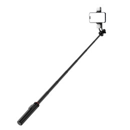 „Selfie Stick WC12YDS“ teleskopinis trikojis 1,3 m aliuminio lydinio su dviguba šviesa ir telefono laikikliu – juodas