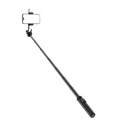 „Selfie Stick WC12YDS“ teleskopinis trikojis 1,3 m aliuminio lydinio su dviguba šviesa ir telefono laikikliu – juodas