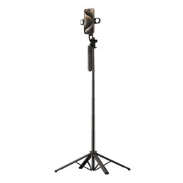 Selfie Stick WH181D-Y1S teleskopinis trikojis 1,75 m aliuminio lydinio su dviguba šviesa ir telefono laikikliu – juodas